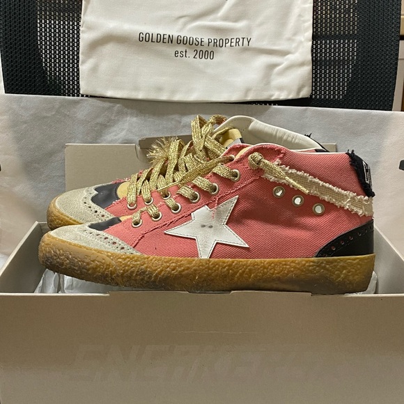 NIB Golden Goose Midstar Salmon Canvas & White Star Sneaker,38 - Picture 5 of 16